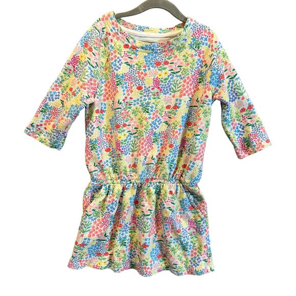 Gymboree Floral Drop Waist Terry Sweatshirt Dress Pockets Girls M 7 8 - Picture 1 of 10